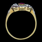 Antique Art Deco Ruby Diamond Cluster Ring 1.50ct Of Diamond