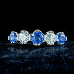 Antique Art Deco Sapphire Diamond Five Stone Ring 1ct Of Sapphire