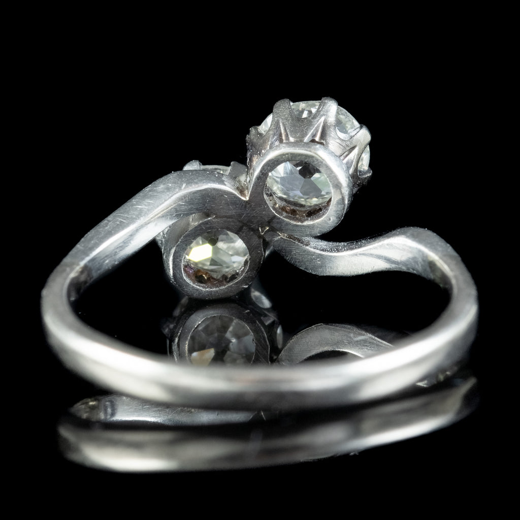 Antique Art Deco Toi Et Moi Diamond Twist Ring 1.5ct Of Diamond 