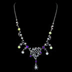 Antique Art Nouveau Suffragette Garland Necklace Diamond Pearl Amethyst Peridot Silver Circa 1915
