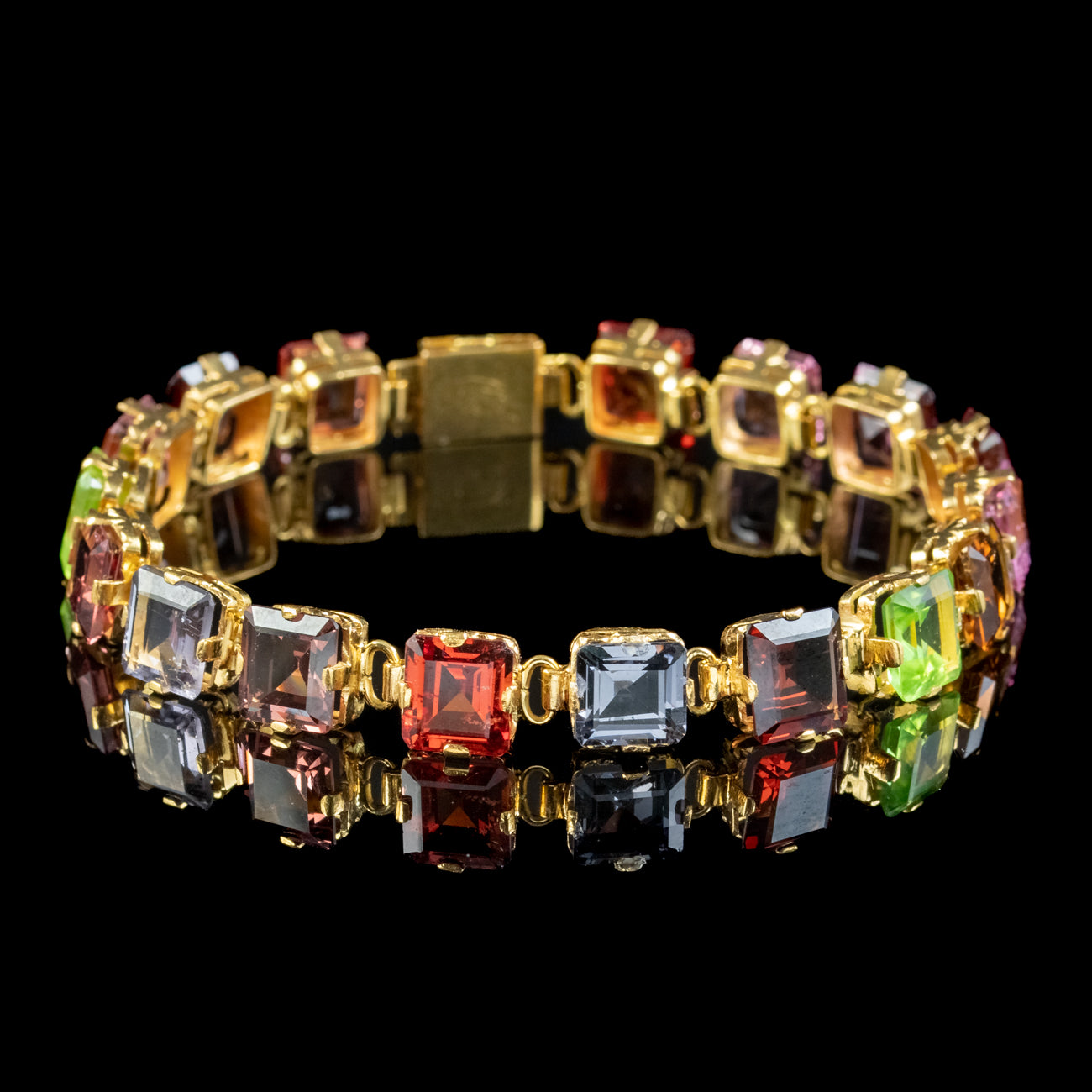 Antique Art Deco Gemstone Bracelet 18ct Gold Secondary image