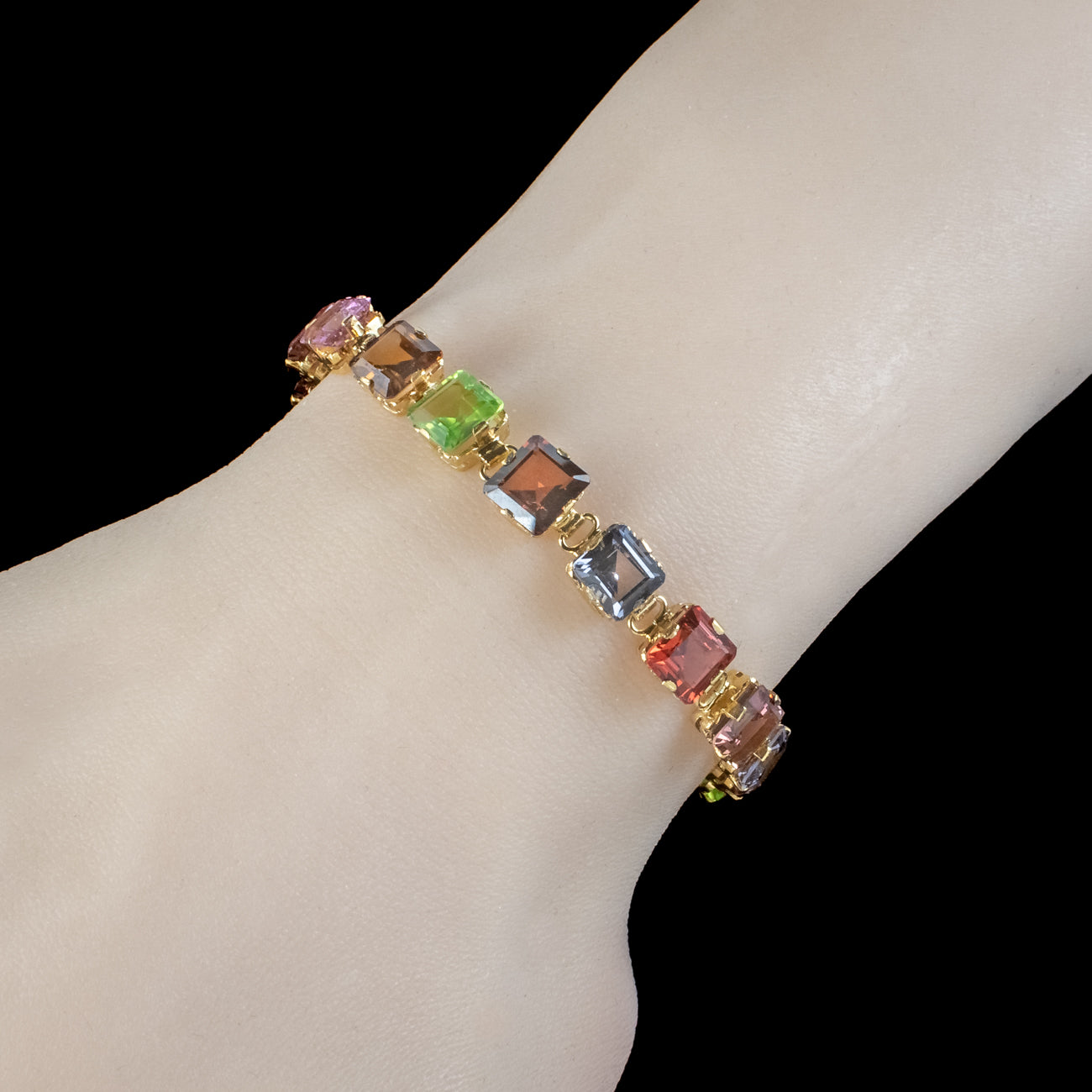Antique Art Deco Gemstone Bracelet 18ct Gold 