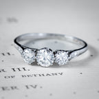 Antique Diamond Trilogy Ring 0.90ct Of Diamond 