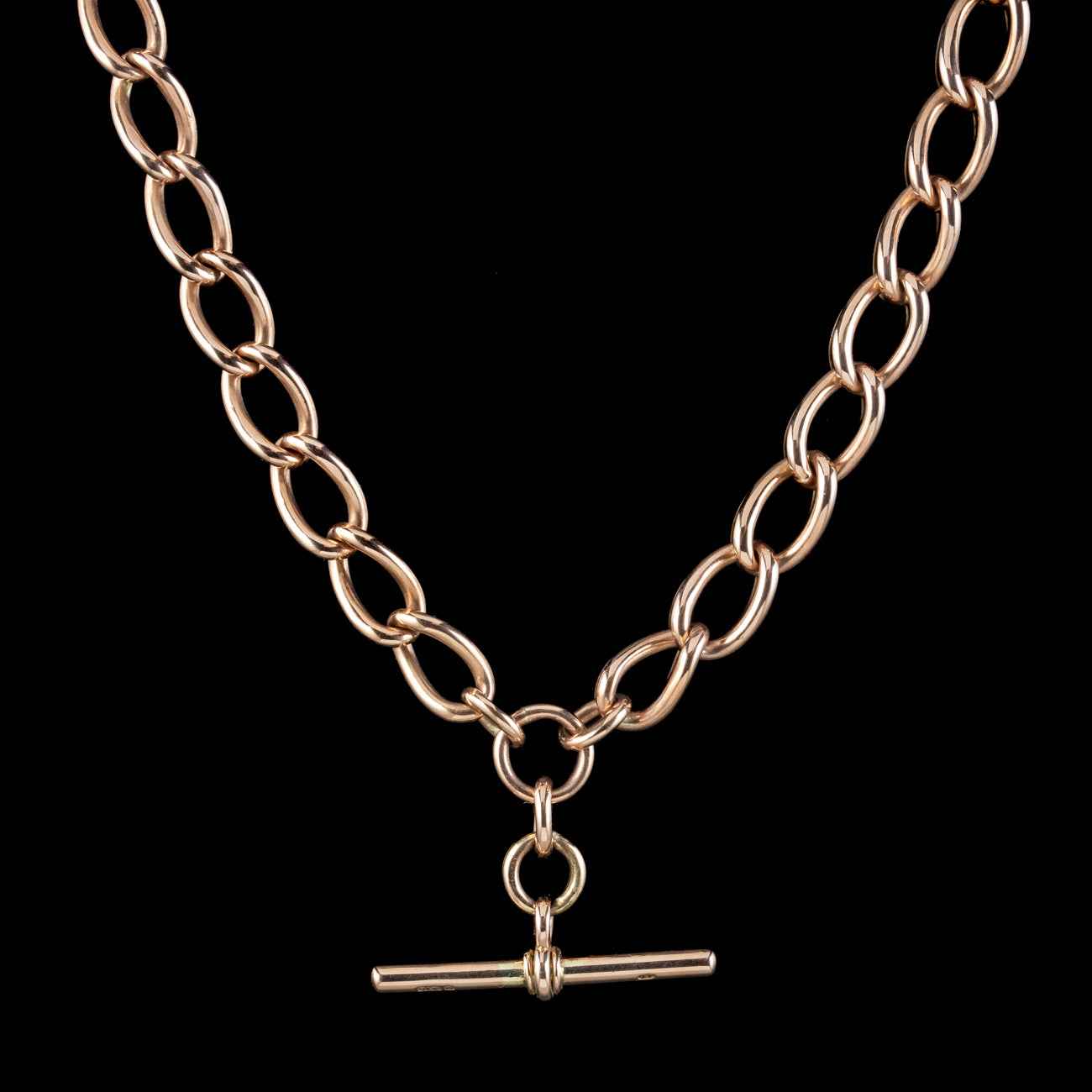 Antique Edwardian 9ct Rose Gold Albert Chain Necklace Secondary image