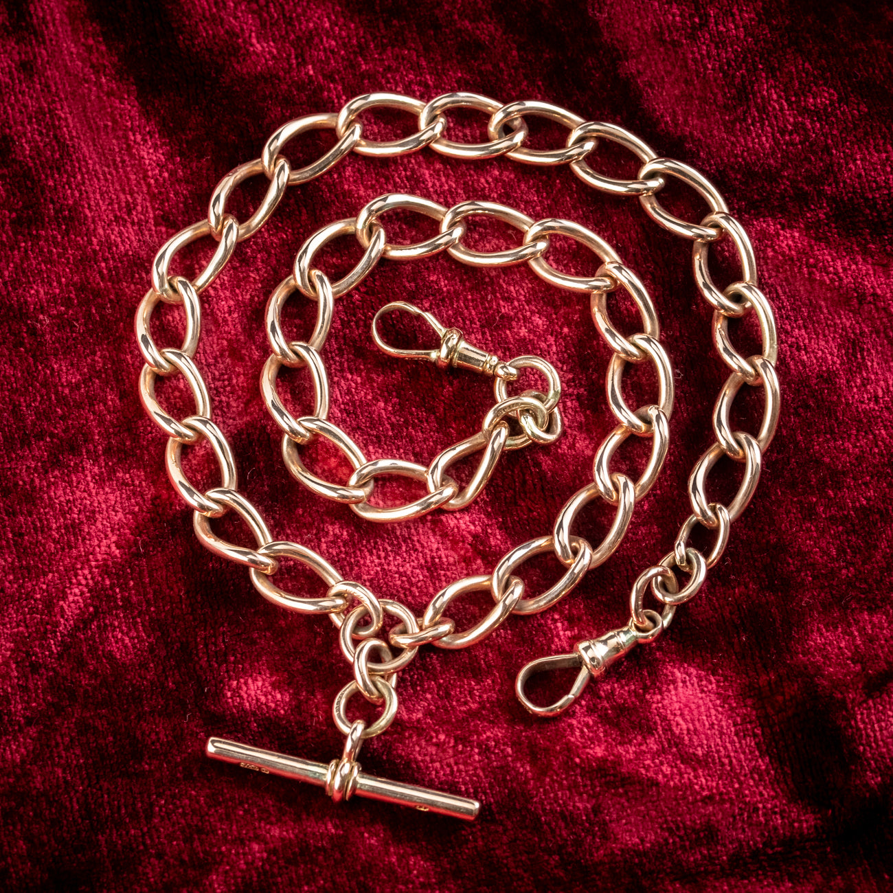 Antique Edwardian 9ct Gold Albert Chain Necklace 