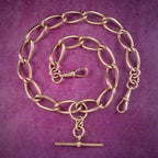 Antique Edwardian Albert Chain 9ct Rose Gold With T-Bar