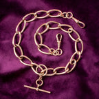 Antique Edwardian Albert Chain 9ct Rose Gold With T-Bar