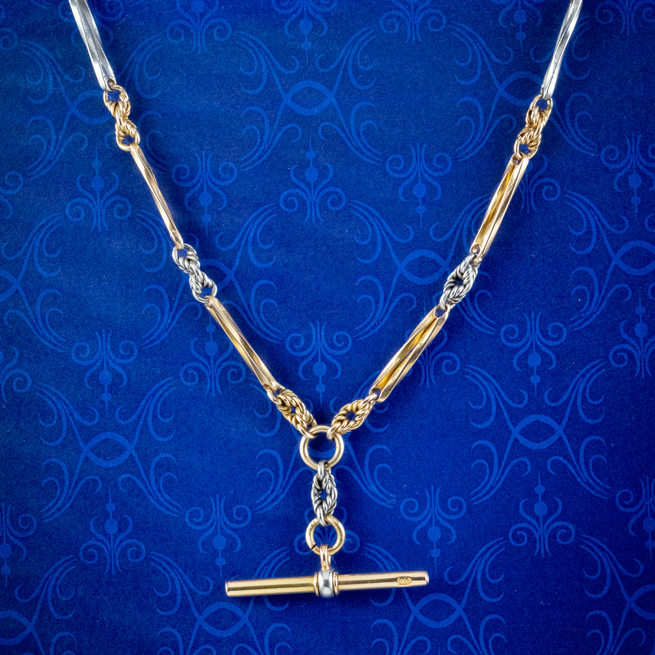 Antique Edwardian Albert Chain Necklace 18ct Gold And Platinum Main image