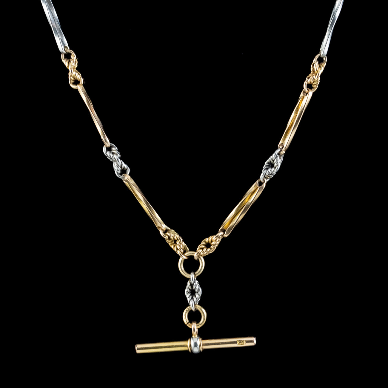 Antique Edwardian Albert Chain Necklace 18ct Gold And Platinum Secondary image