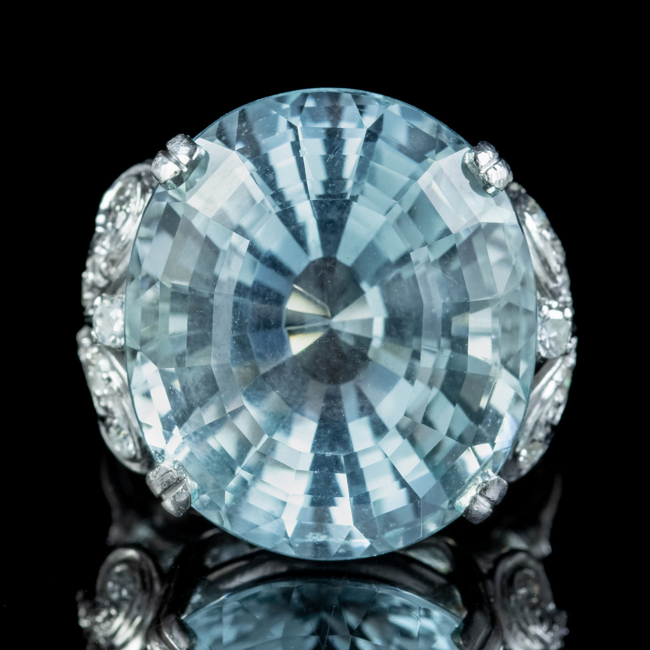Antique Edwardian Aquamarine Diamond Cocktail Ring 16ct Aqua Secondary image
