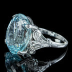 Antique Edwardian Aquamarine Diamond Cocktail Ring 16ct Aqua