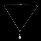 Antique Edwardian Aquamarine Diamond  Lavaliere Necklace 5ct Aqua With Box