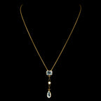 Antique Edwardian Aquamarine Pearl Lavaliere Necklace 15ct Gold Circa 1915