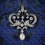 Antique Edwardian Belle Epoch Diamond Pearl Pendant Circa 1905
