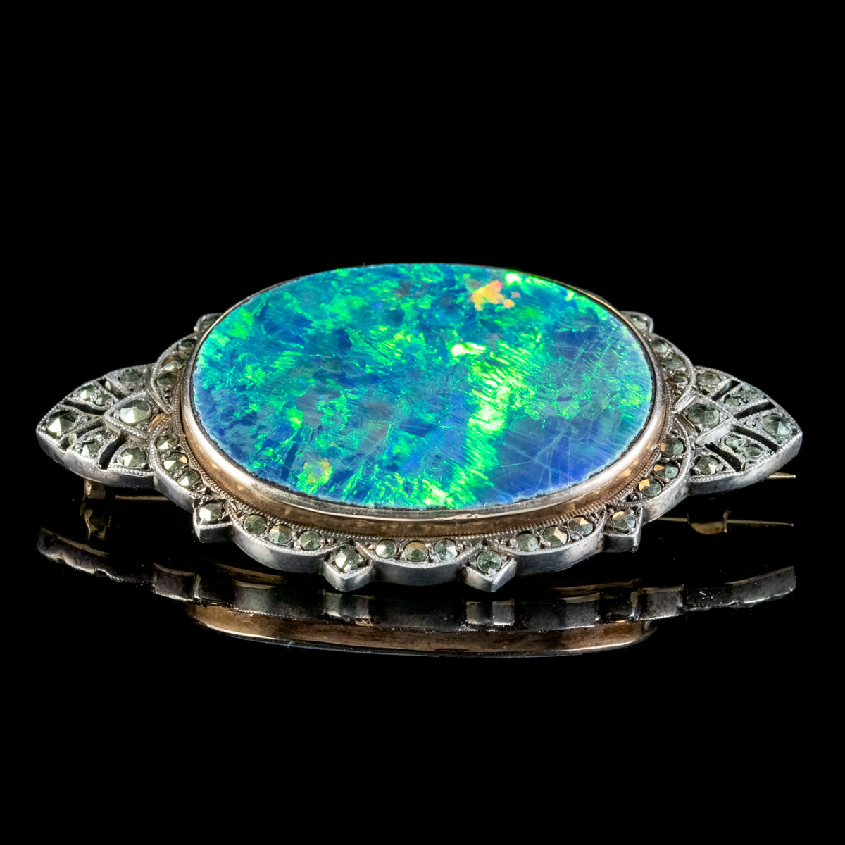 Antique Edwardian Black Opal Cut Steel Brooch Circa 1901