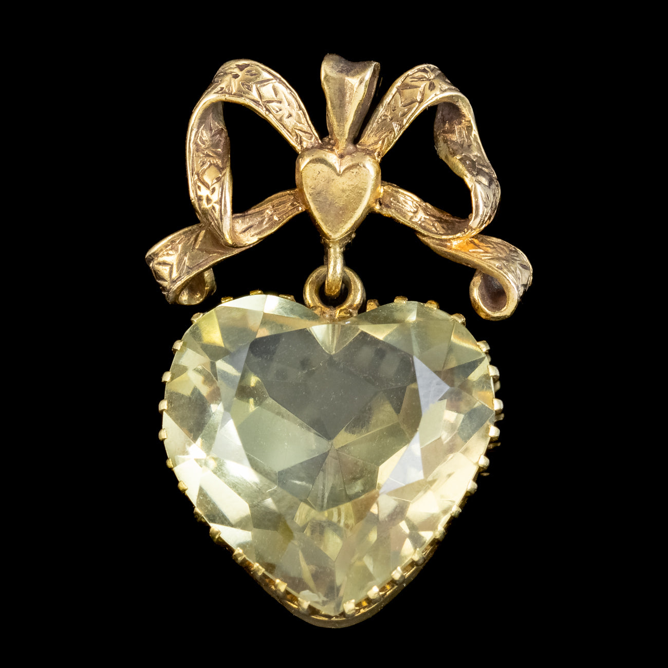 Antique Edwardian Citrine Heart Pendant 15ct Gold 10ct Citrine Secondary image