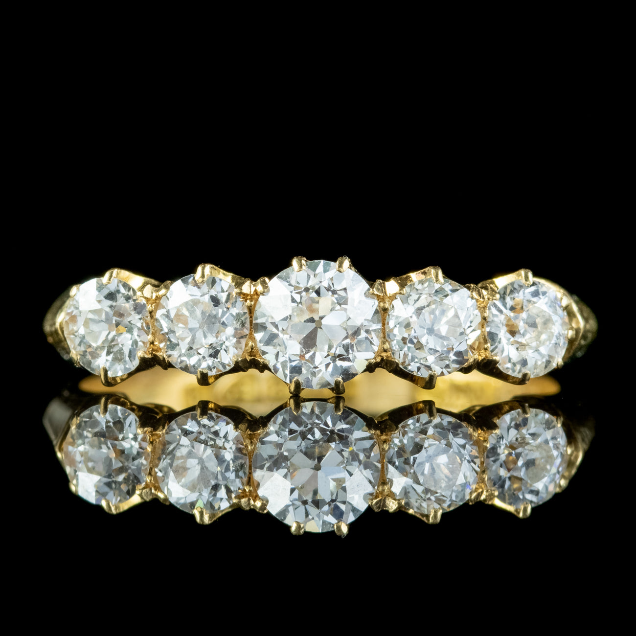 Antique Edwardian Diamond Five Stone Ring 1.4ct Diamond Dated 1909 Secondary image