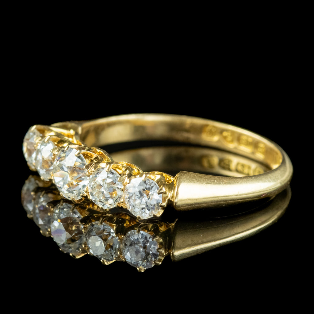 Antique Edwardian Diamond Five Stone Ring 1.4ct Diamond Dated 1909