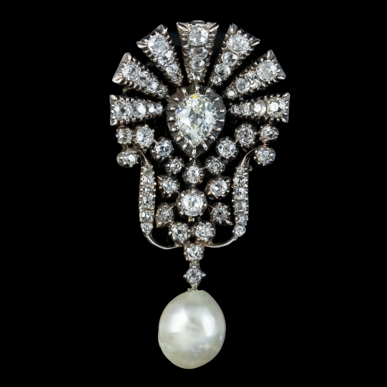 Antique Edwardian Diamond Pearl Brooch 5ct Of Diamond Secondary image
