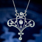 Antique Edwardian Diamond Pendant Necklace Platinum 2.5ct Of Diamond