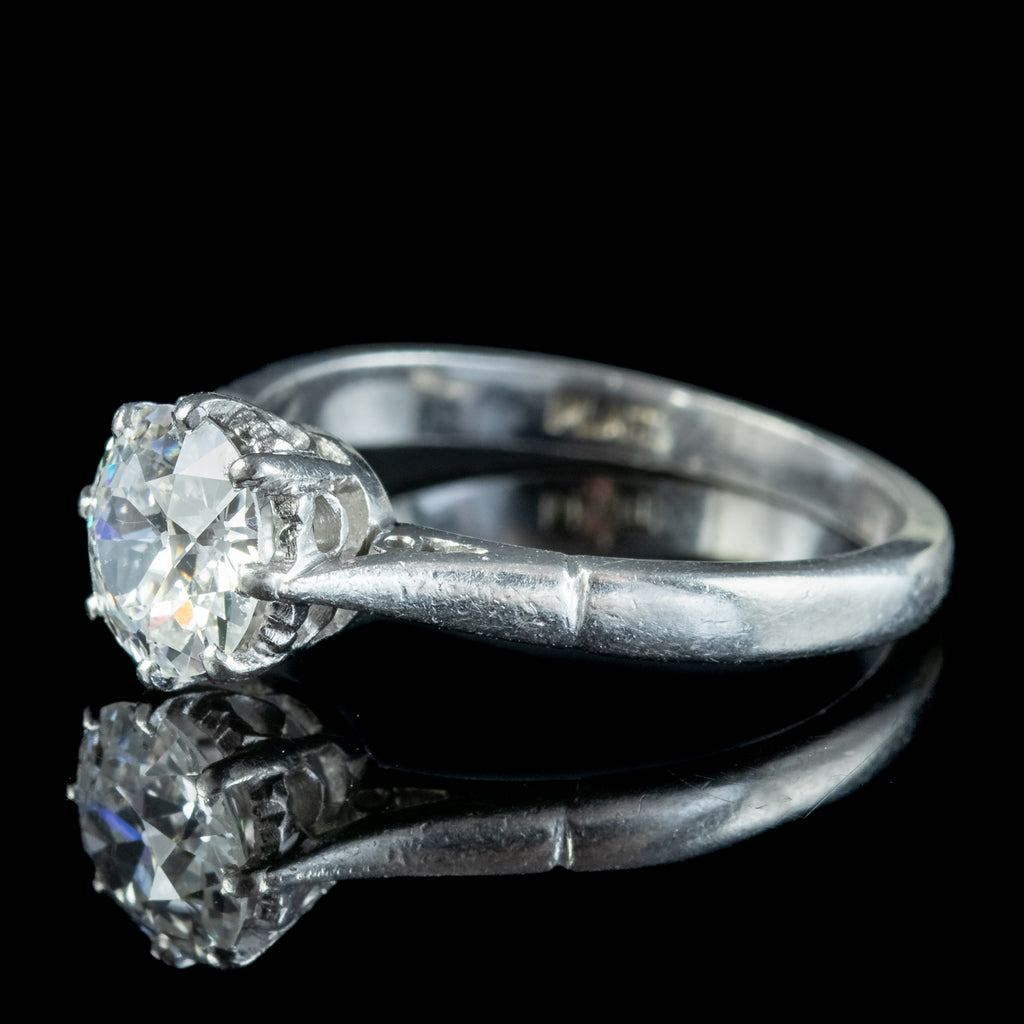 Antique Edwardian Diamond Solitaire Ring 1.2ct Diamond 
