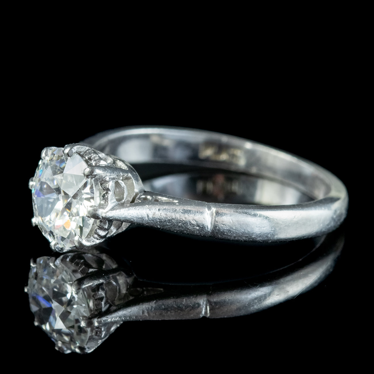 Antique Edwardian Diamond Solitaire Ring 1.2ct Diamond 