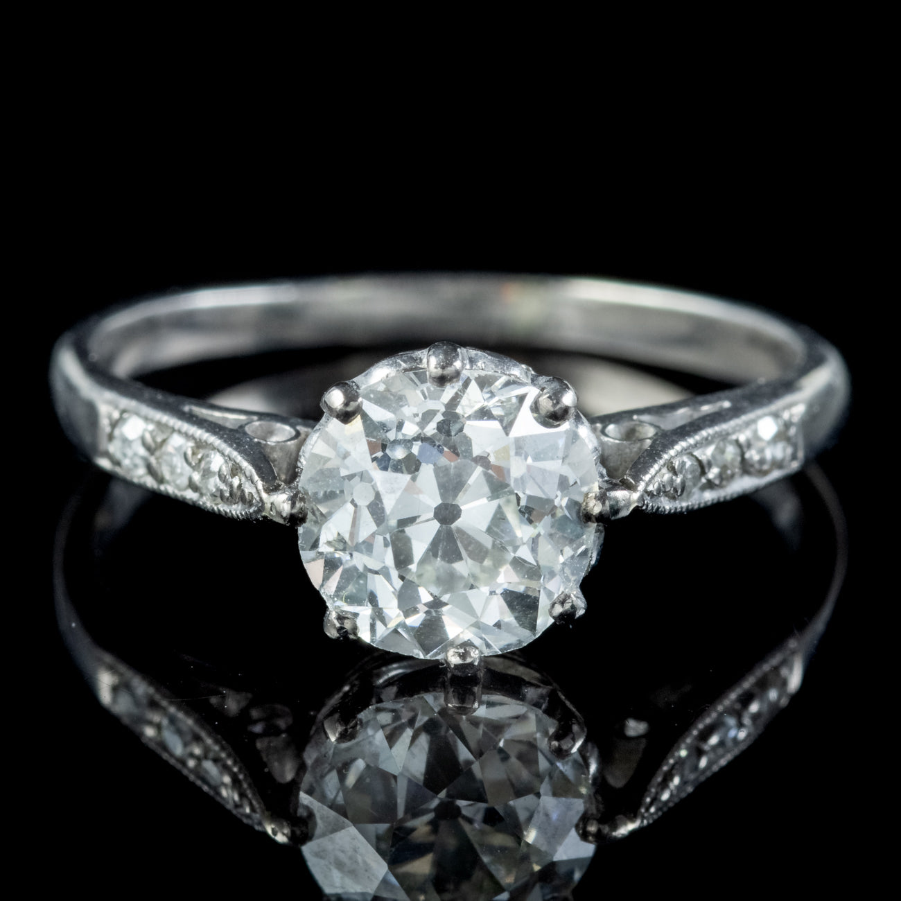 Antique Edwardian Diamond Solitaire Ring 1.46Ct Diamond Circa 1910 Secondary image
