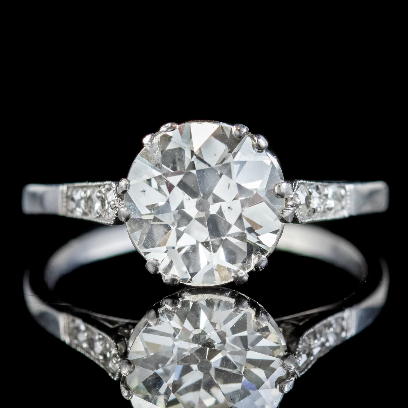 ANTIQUE EDWARDIAN DIAMOND SOLITAIRE RING 2.75CT DIAMOND CIRCA 1910 CERT Secondary image