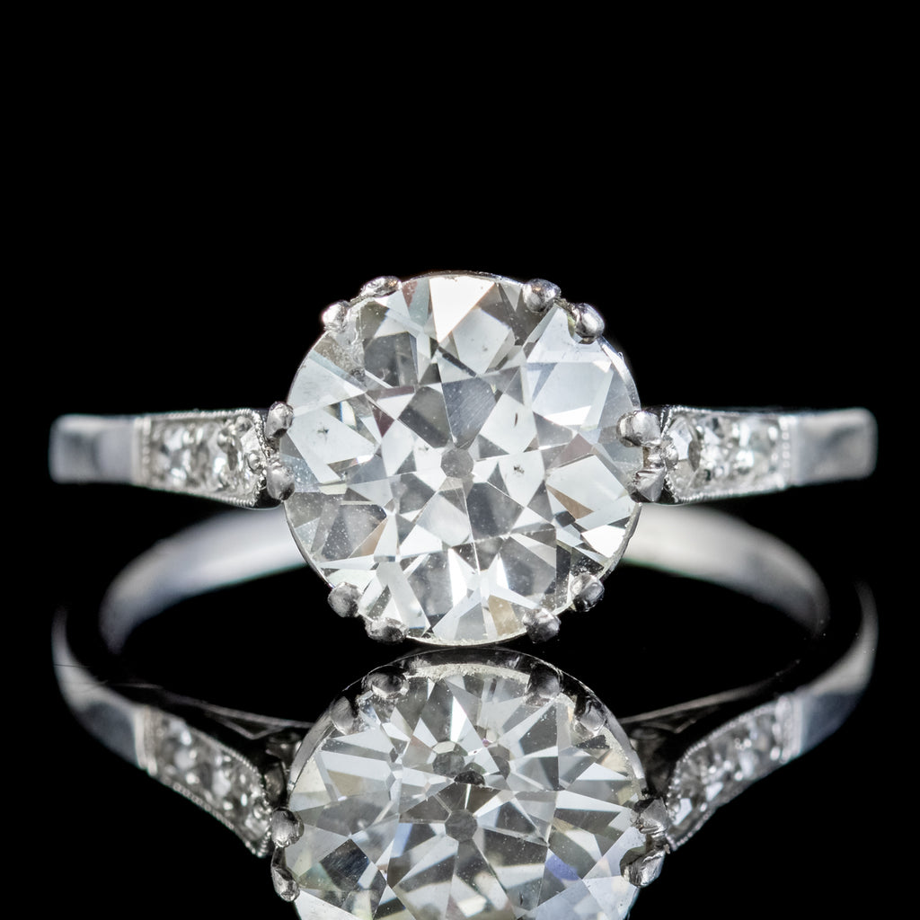 Antique Edwardian Diamond Solitaire Ring 2.75ct Diamond Circa 1910 Cert