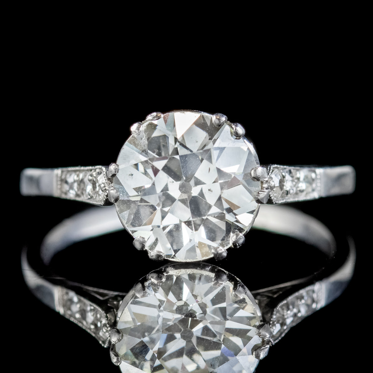Antique Edwardian Diamond Solitaire Ring 2.75ct Diamond Circa 1910 Cert