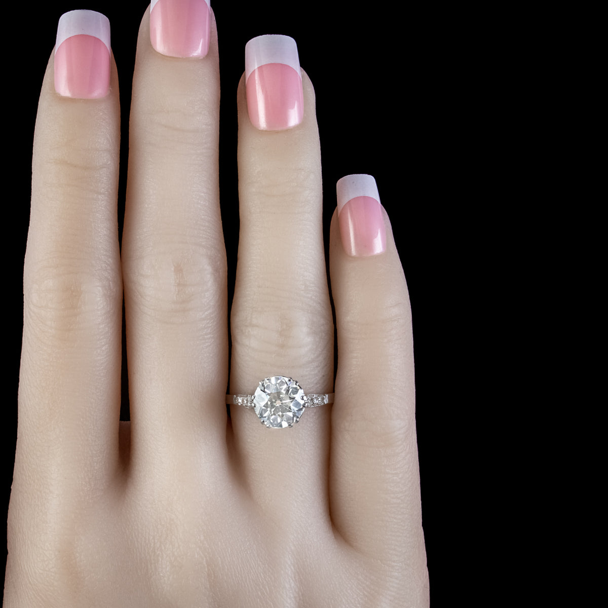 Antique Edwardian Diamond Solitaire Ring 2.75ct Diamond Circa 1910 Cert