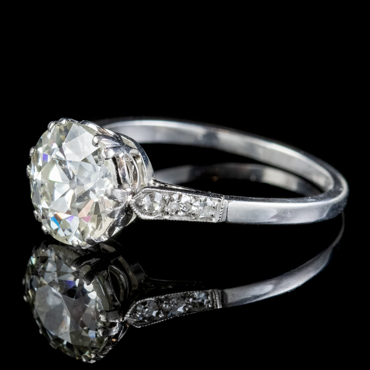 Antique Edwardian Diamond Solitaire Ring 2.75ct Diamond Circa 1910 Cert