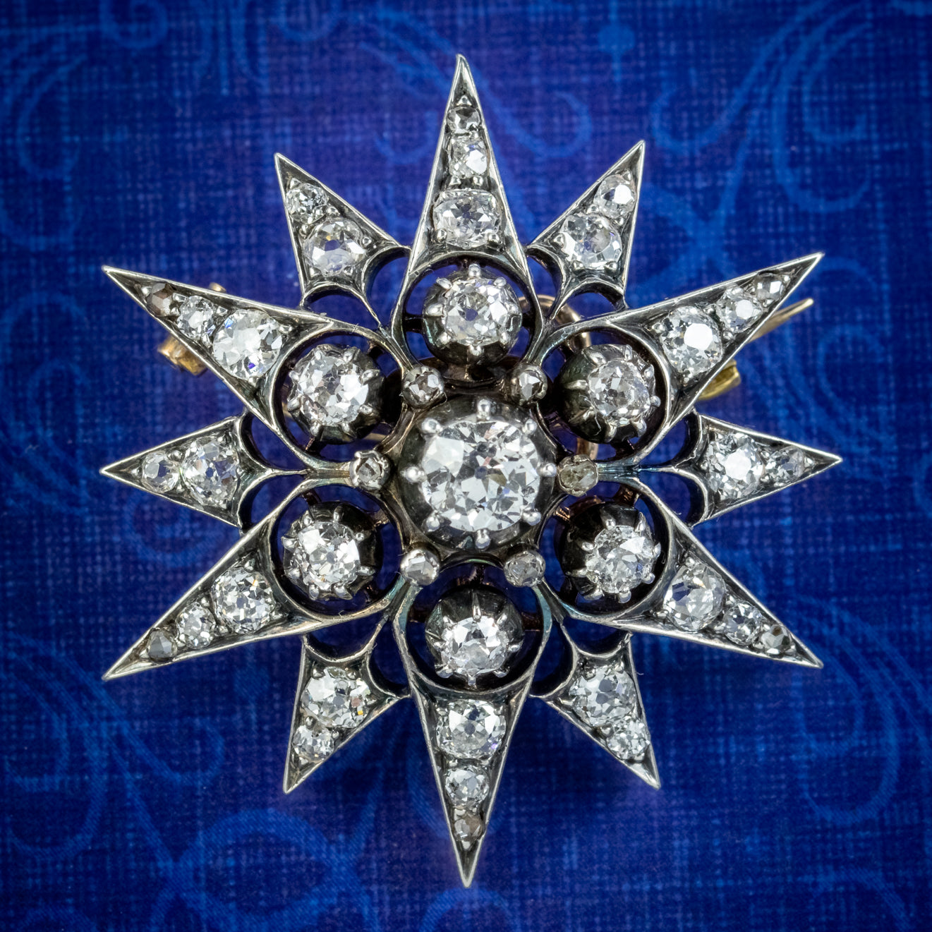 Antique Edwardian Diamond Star Brooch 3.30ct Of Diamond Circa 1910