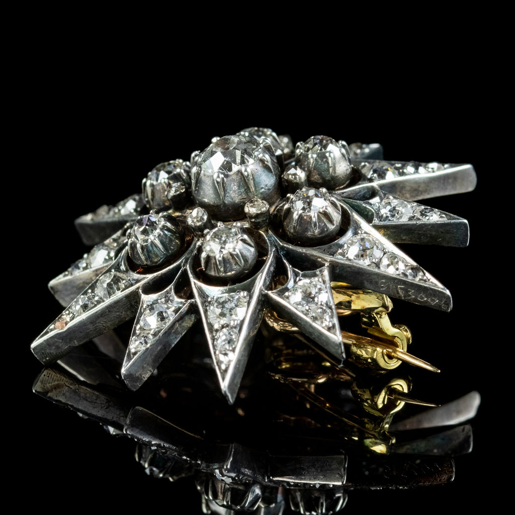 Antique Edwardian Diamond Star Brooch 3.30ct Of Diamond Circa 1910