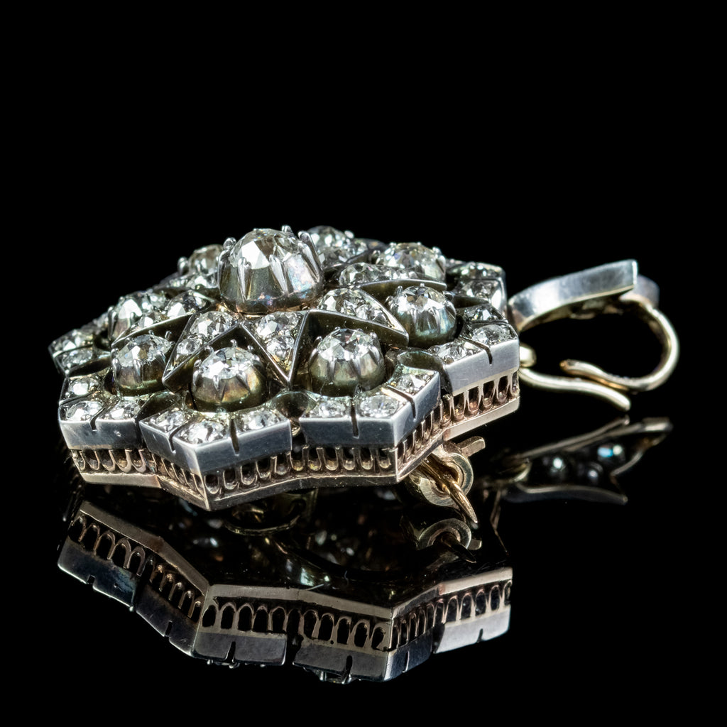 Antique Edwardian Diamond Star Pendant 5ct Of Diamond With Box