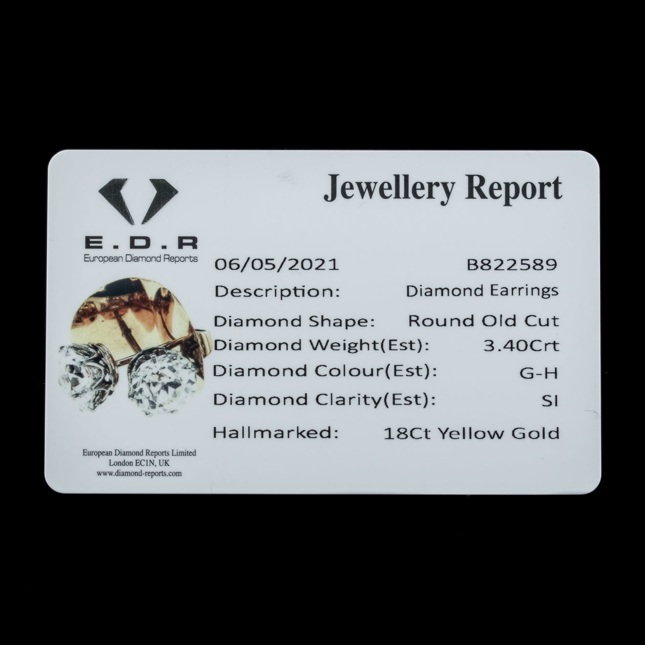 Antique Edwardian Diamond Stud Earrings 3.40ct Diamond Circa 1901 With Cert