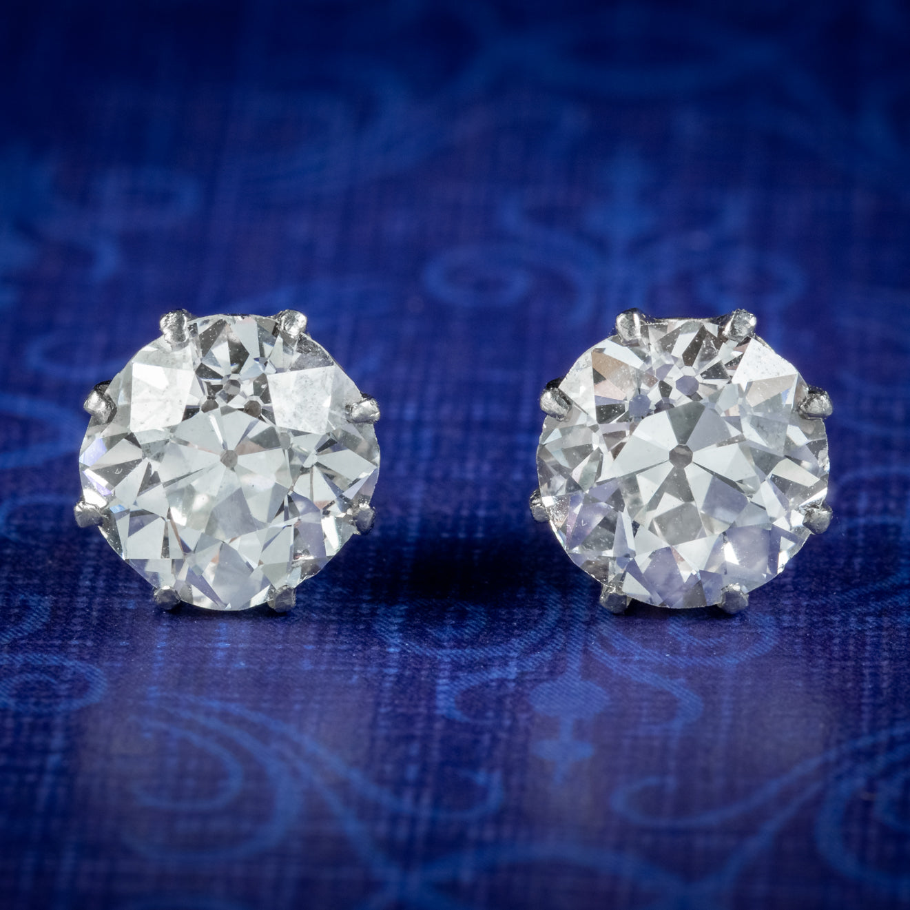 Antique Edwardian Diamond Stud Earrings 3.40ct Diamond Circa 1901 With Cert Main image