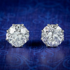 Antique Edwardian Diamond Stud Earrings 3.40ct Diamond Circa 1901 With Cert