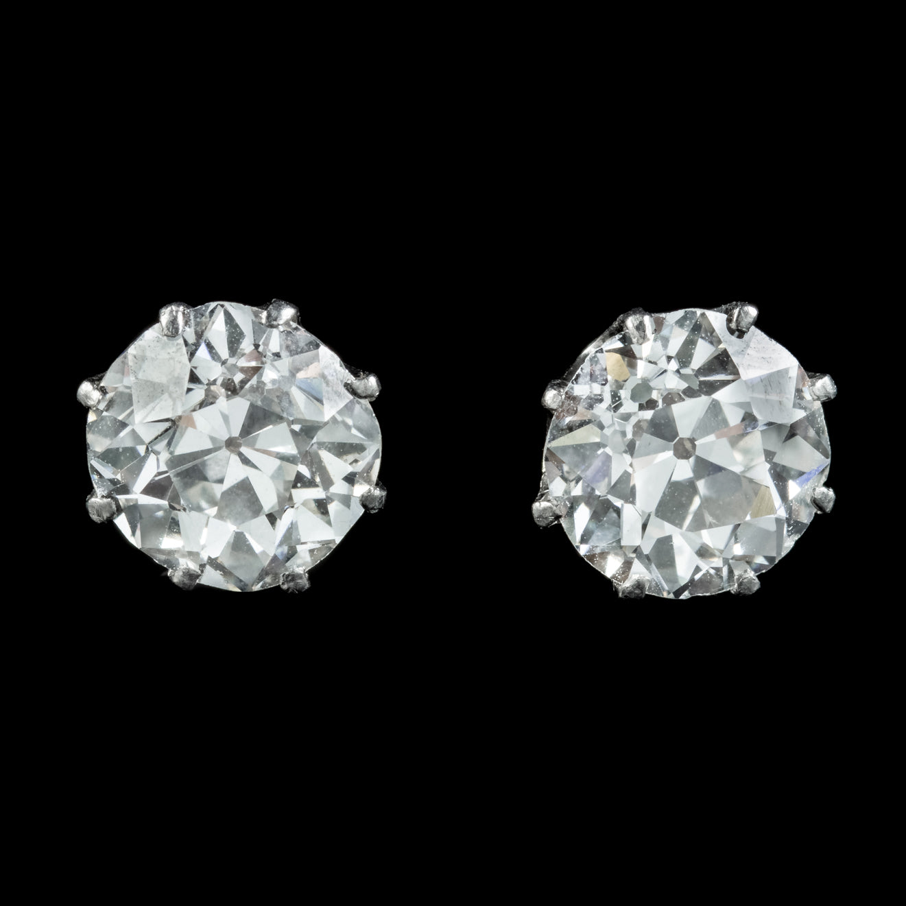 ANTIQUE EDWARDIAN DIAMOND STUD EARRINGS 3.40CT DIAMOND CIRCA 1901 WITH CERT Secondary image