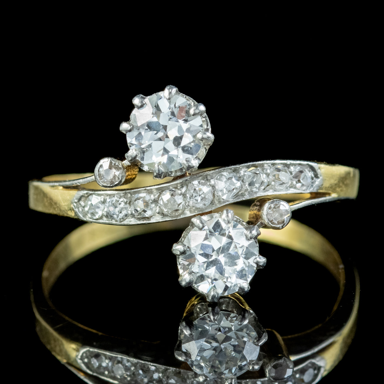 Antique Edwardian Diamond Toi Et Moi Ring 1.30ct Of Diamond