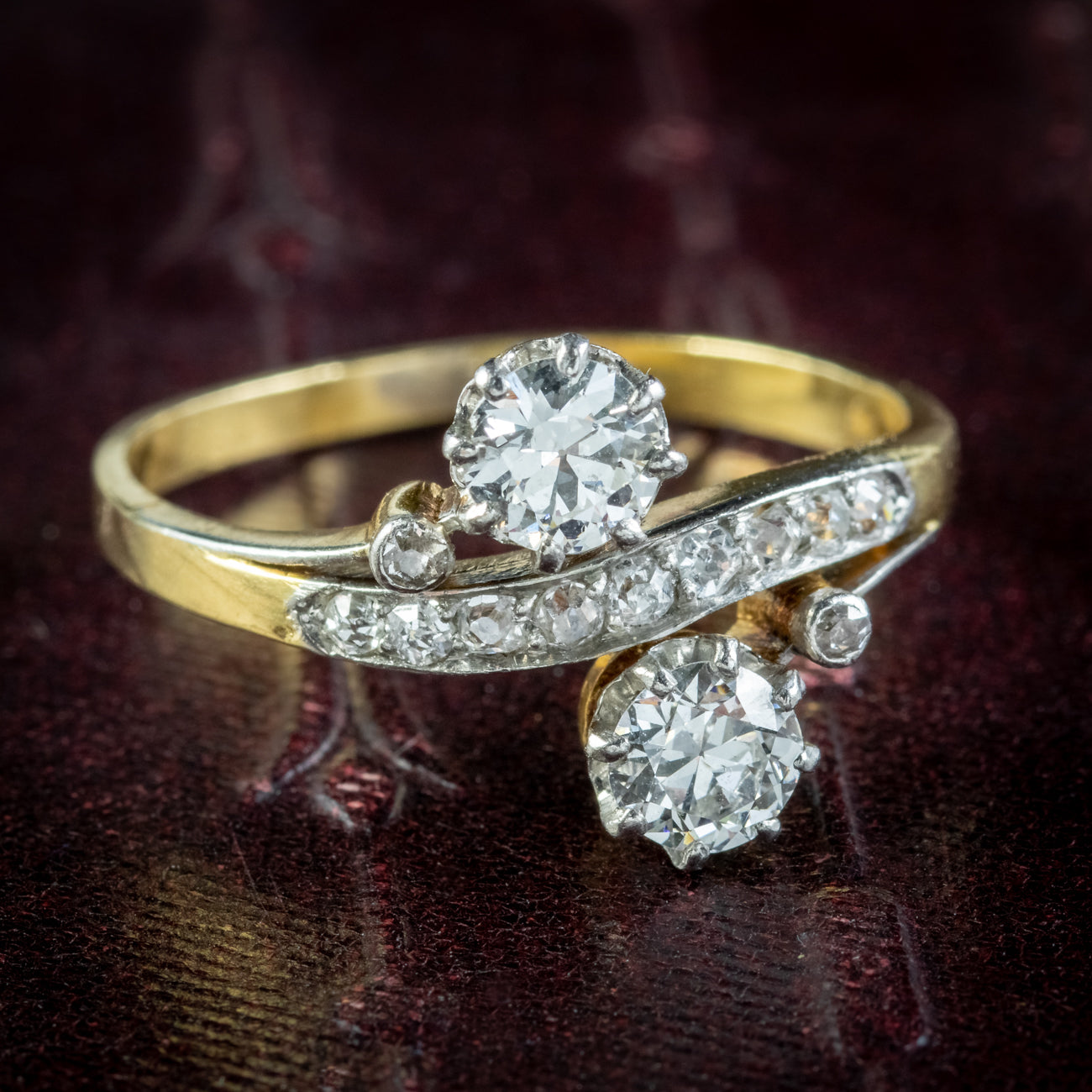 Antique Edwardian Diamond Toi Et Moi Ring 1.30ct Of Diamond