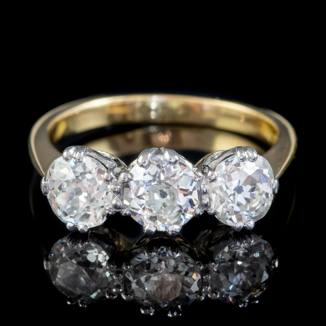 Antique Edwardian Diamond Trilogy Ring 18ct Gold Platinum 2.30ct Of Diamond Circa 1905 Secondary image