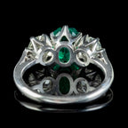 Antique Edwardian Emerald Diamond Ring 1.19ct Colombian Emerald With Cert