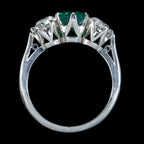 Antique Edwardian Emerald Diamond Ring 1.19ct Colombian Emerald With Cert