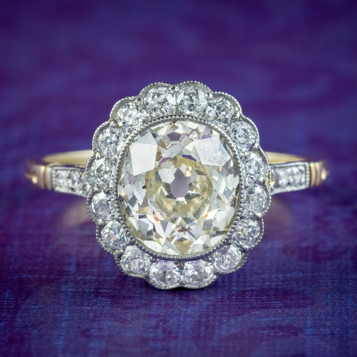 Antique Edwardian Fancy Diamond Cluster Ring 3ct Of Diamond With Cert Main image