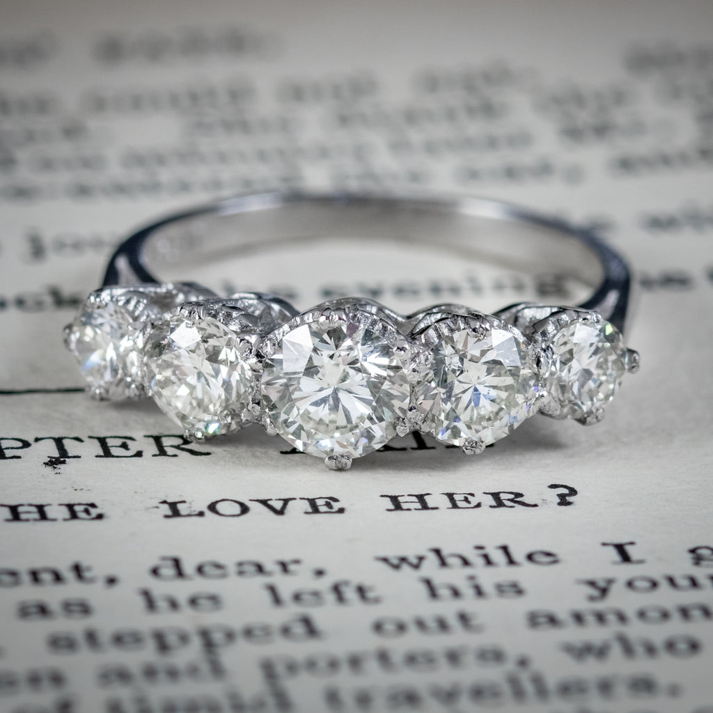 Antique Edwardian Five Stone Diamond Ring 2.36ct Diamond Circa 1905