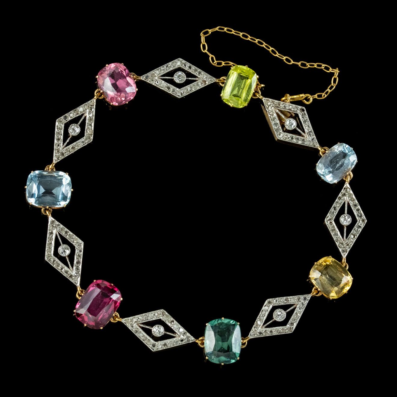 Antique Edwardian French Gemstone Bracelet 18Ct Gold With Cert Secondary image