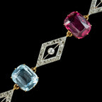 Antique Edwardian French Diamond Gemstone Bracelet 18ct Gold With Cert
