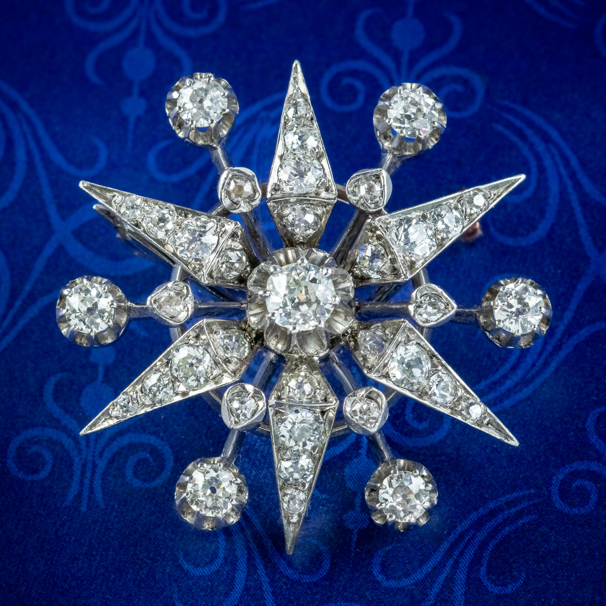 Antique Edwardian French Diamond Star Brooch 2.3ct Of Diamond  Main image
