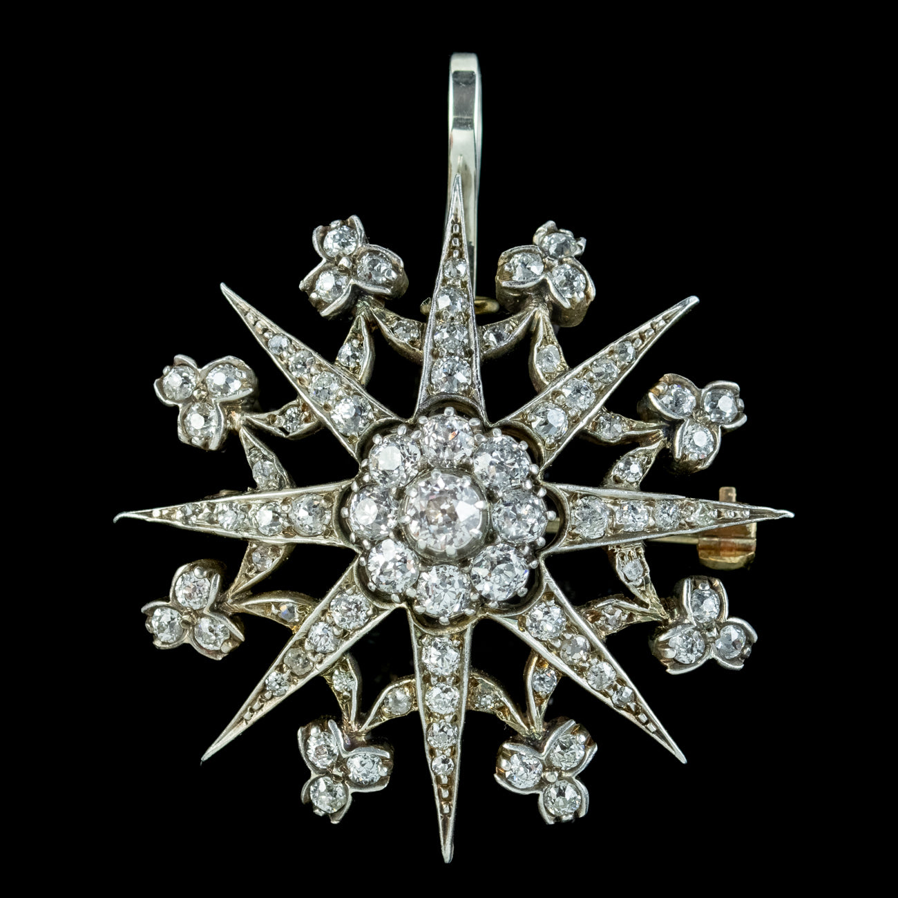 Antique Edwardian Garrard Diamond Star Pendant Brooch 3.85ct Total Secondary image